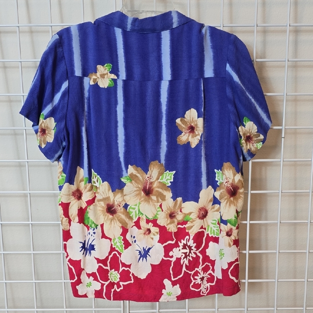 Jams World Blue & Multicolor Tropical Button Down Shirt Size Med - Picture 10 of 12